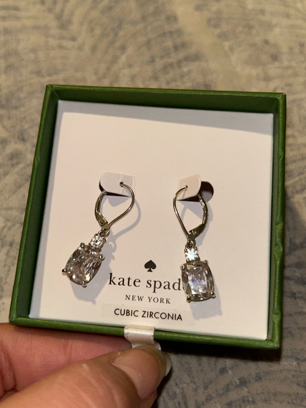 kate spade Silver Clear Cubic Zirconia Drop Earrings
